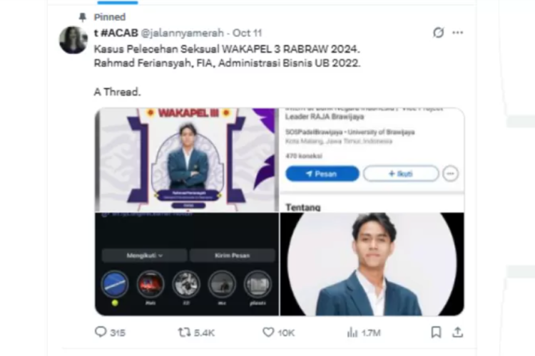 Terkuak! Fakta Orang Tua Rahmad Feriansyah Mahasiswa UB Viral, Lakukan Pelecehan Bocor di Sosial Media